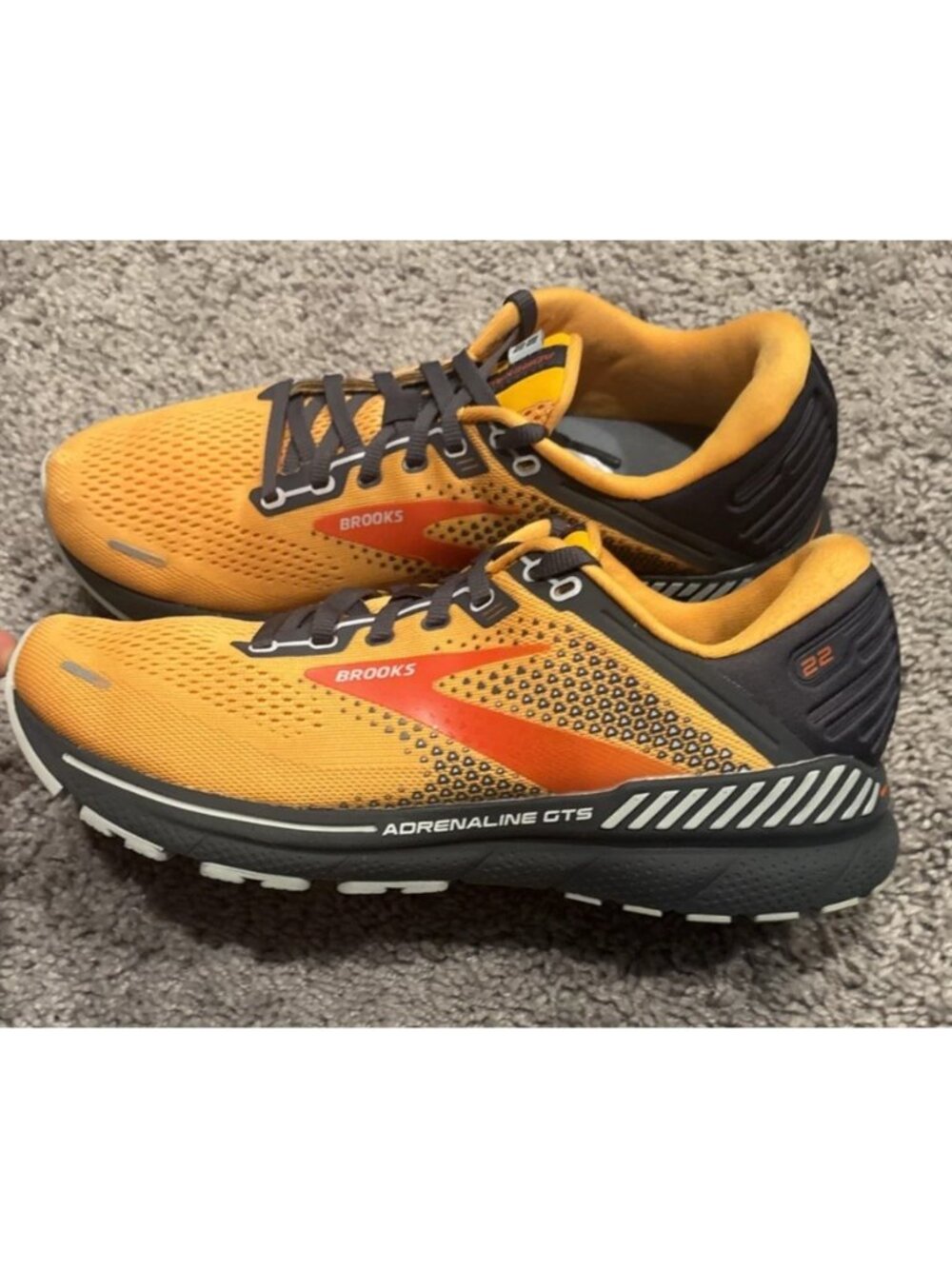 Brooks Adrenaline GTS 22 Mens 8 D Orange Black Running Shoes 1103661D857